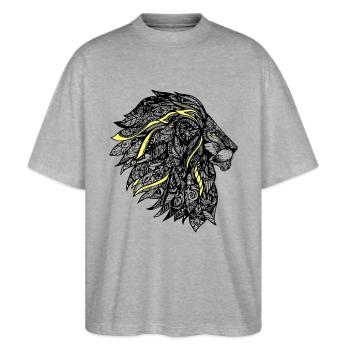 Löwe - Stanley/Stella Oversized Unisex Bio T-Shirt Blaster 2.0 - Grau meliert - Vorne - Alina (178cm) & Michal (187cm)