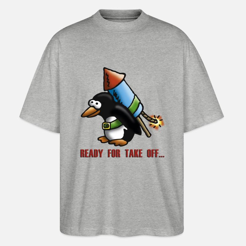 rocket_pinguin_e - Stanley/Stella Oversized Unisex Bio T-Shirt Blaster 2.0 - Grau meliert