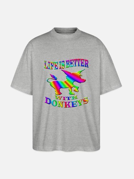 Esel - Stanley/Stella Oversized Unisex Bio T-Shirt Blaster 2.0 - Grau meliert