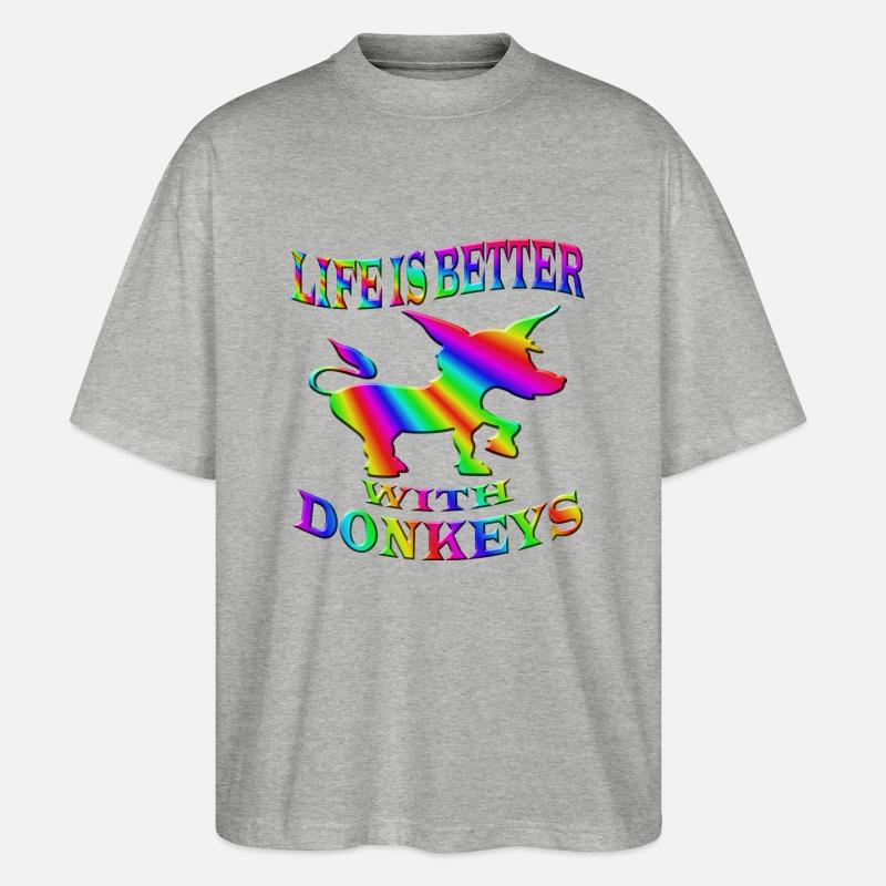 Esel - Stanley/Stella Oversized Unisex Bio T-Shirt Blaster 2.0 - Grau meliert