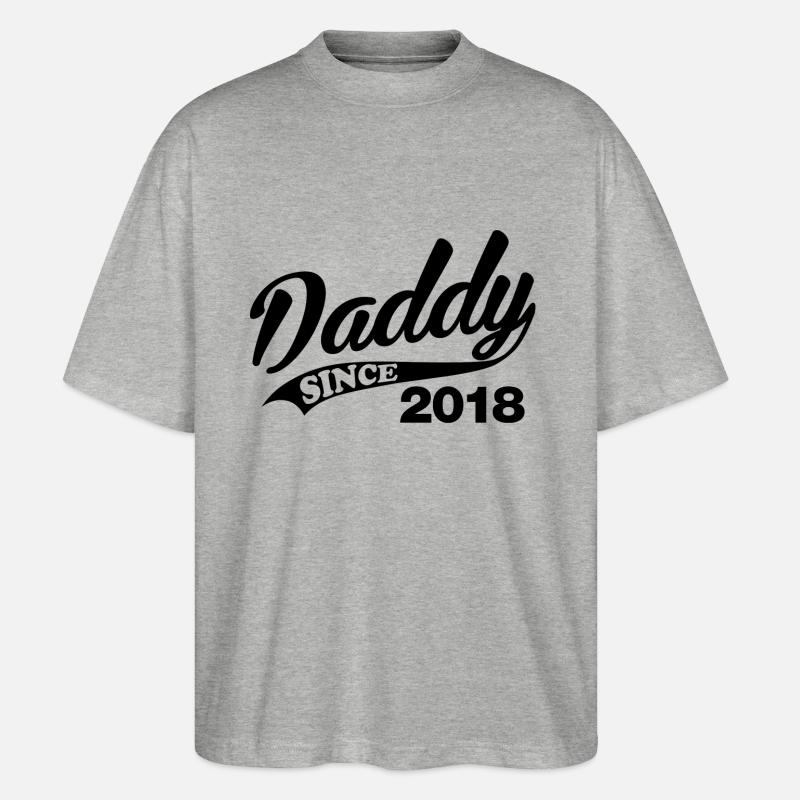 Daddy Since 2018 - Stanley/Stella Oversized Unisex Organic T-shirt Blaster 2.0 - heather grey