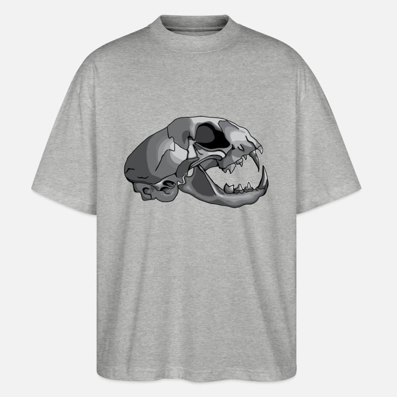 Katzenschädel - Stanley/Stella Oversized Unisex Bio T-Shirt Blaster 2.0 - Grau meliert