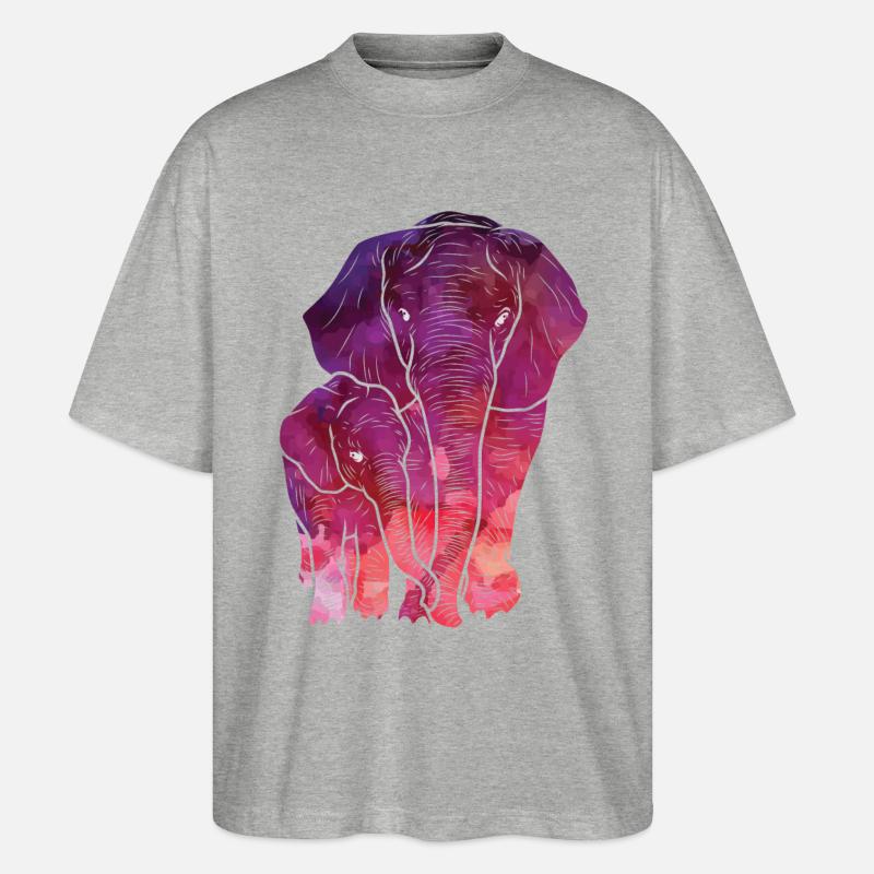 Kids Elephant Wasserfarbe - Stanley/Stella Oversized Unisex Bio T-Shirt Blaster 2.0 - Grau meliert