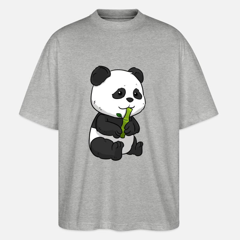 Panda Bambus Pandabär - Stanley/Stella Oversized Unisex Bio T-Shirt Blaster 2.0 - Grau meliert