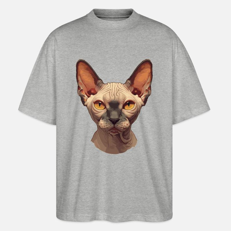 Sphynx Kätzchen Sphynx Katze - Stanley/Stella Oversized Unisex Bio T-Shirt Blaster 2.0 - Grau meliert