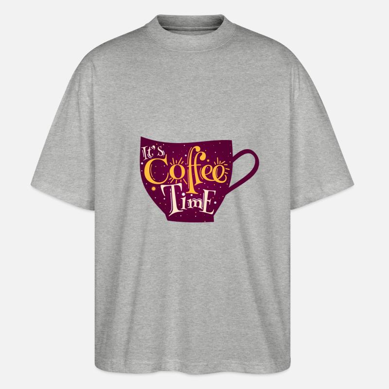 Kaffeezeit - Stanley/Stella Oversized Unisex Bio T-Shirt Blaster 2.0 - Grau meliert