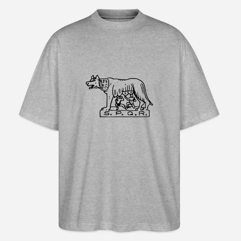 Römisches Reich Rom Wolf altes Symbol - Stanley/Stella Oversized Unisex Bio T-Shirt Blaster 2.0 - Grau meliert