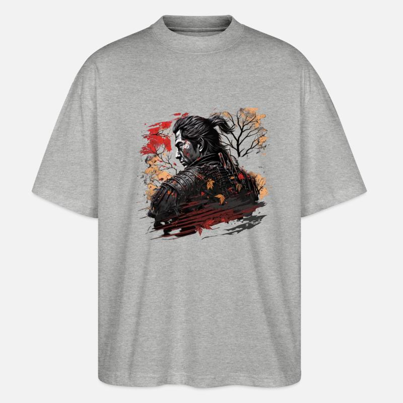 Samurai Japan Kultur - Stanley/Stella Oversized Unisex Bio T-Shirt Blaster 2.0 - Grau meliert