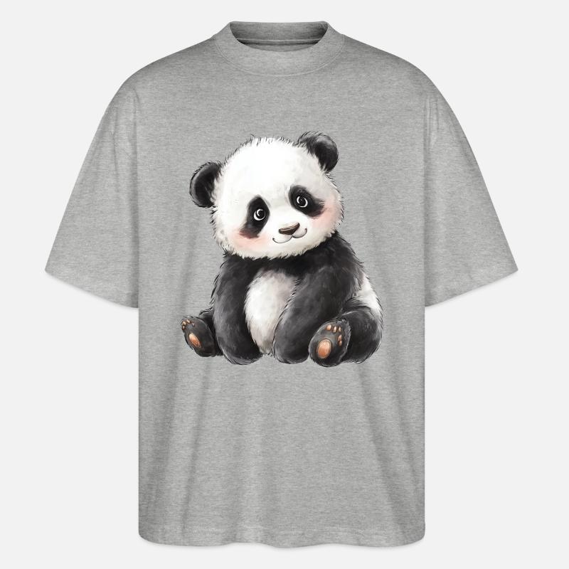 Süßer Baby Panda - Stanley/Stella Oversized Unisex Bio T-Shirt Blaster 2.0 - Grau meliert