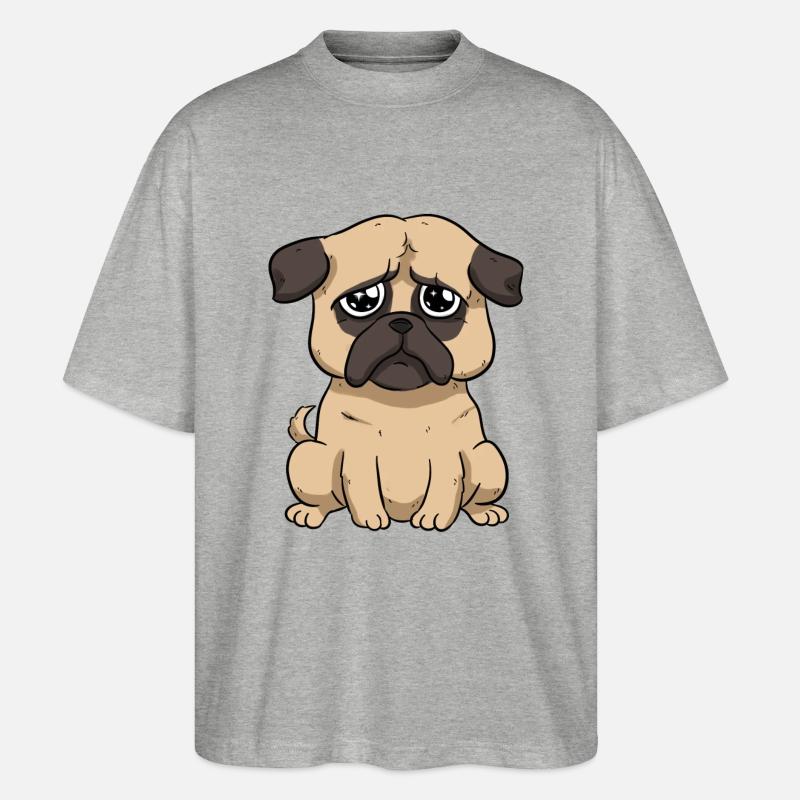 Trauriger Mops - Stanley/Stella Oversized Unisex Bio T-Shirt Blaster 2.0 - Grau meliert