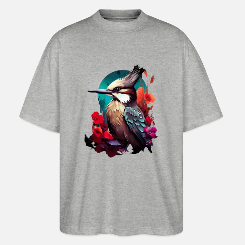 Niedlicher Specht Buntspecht Vogel Illustration - Stanley/Stella Oversized Unisex Bio T-Shirt Blaster 2.0 - Grau meliert