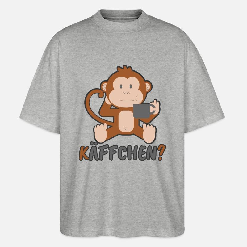 Käffchen Affe Geschenk - Stanley/Stella Oversized Unisex Bio T-Shirt Blaster 2.0 - Grau meliert