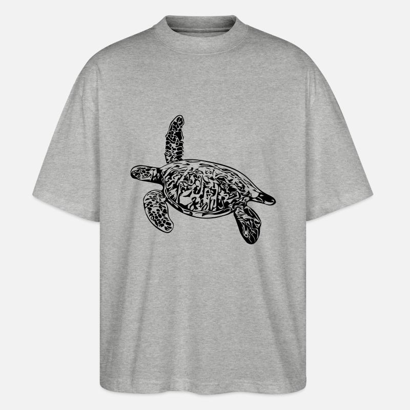 Turtle - vector design - Stanley/Stella Oversized Unisex Organic T-shirt Blaster 2.0 - heather grey