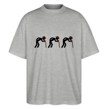 Old Man Team - Stanley/Stella Oversize Unisex Øko T-shirt Blaster 2.0 - grå meleret - Foran - Alina (178cm) & Michal (187cm)