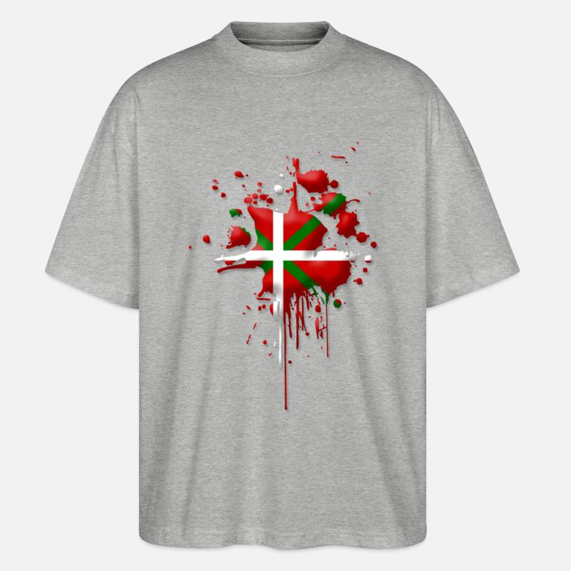 Drapeau Basque tâche 2 - T-shirt bio Blaster 2.0 coupe oversize Stanley/Stella Unisexe - gris chiné