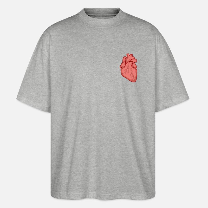 Realistisches Herz - Stanley/Stella Oversized Unisex Bio T-Shirt Blaster 2.0 - Grau meliert