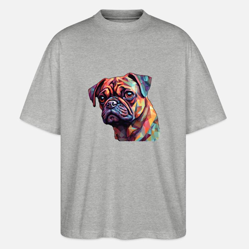 Mops Polygon - Stanley/Stella Oversized Unisex Bio T-Shirt Blaster 2.0 - Grau meliert