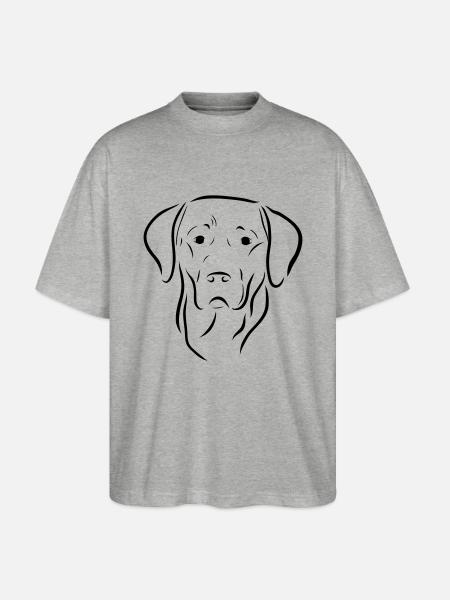 Labrador hunden hodet tegnet hund hund kjærlighet - Stanley/Stella Blaster 2.0 Økologisk Oversized Unisex T-skjorte - gråmelert