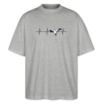 Sekretär Vogelherzschlag - Stanley/Stella Oversized Unisex Bio T-Shirt Blaster 2.0 - Grau meliert - Vorne - Alina (178cm) & Michal (187cm)