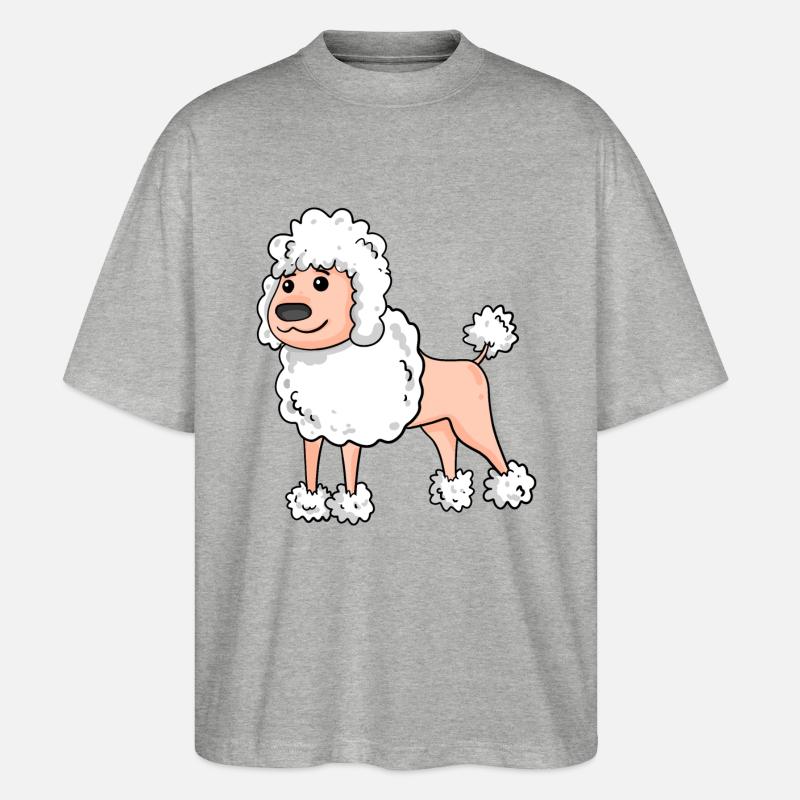 Pudel Weiß Hunderasse - Stanley/Stella Oversized Unisex Bio T-Shirt Blaster 2.0 - Grau meliert