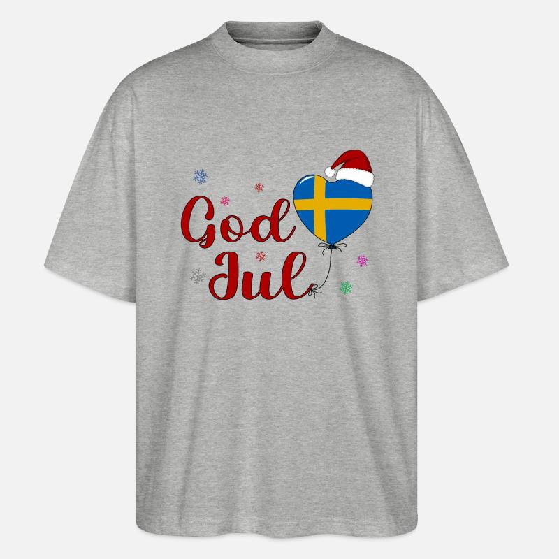 God Jul Sverige - Stanley/Stella Oversized Unisex Bio T-Shirt Blaster 2.0 - Grau meliert