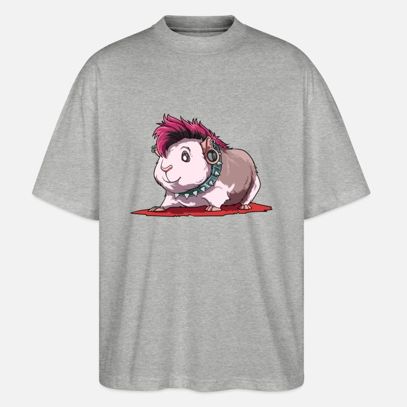 Meerschweinchen als Punker - Stanley/Stella Oversized Unisex Bio T-Shirt Blaster 2.0 - Grau meliert