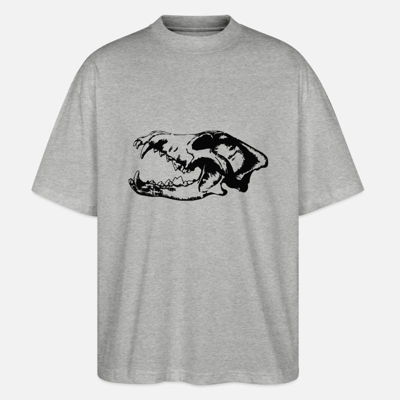 Wolf Schädel - Stanley/Stella Oversized Unisex Bio T-Shirt Blaster 2.0 - Grau meliert