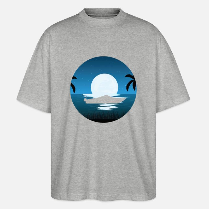 Motorboot Mond - Stanley/Stella Oversized Unisex Bio T-Shirt Blaster 2.0 - Grau meliert