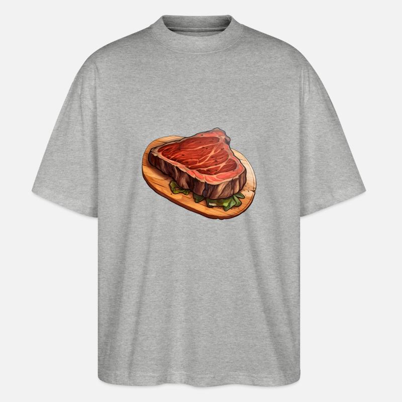 Steak Fleisch Essen - Stanley/Stella Oversized Unisex Bio T-Shirt Blaster 2.0 - Grau meliert