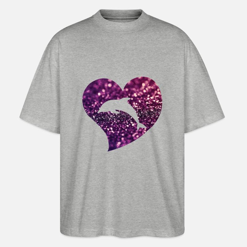 Delfin Herz - Stanley/Stella Oversized Unisex Bio T-Shirt Blaster 2.0 - Grau meliert