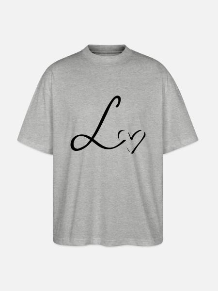 Brev L Indledende bogdage - Stanley/Stella Oversize Unisex Øko T-shirt Blaster 2.0 - grå meleret