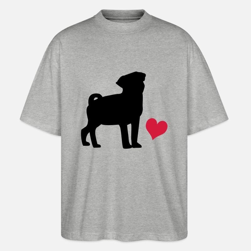 Mops - Stanley/Stella Oversized Unisex Bio T-Shirt Blaster 2.0 - Grau meliert