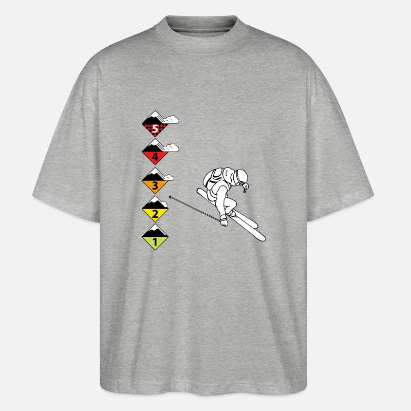 Risk to Ski - Stanley/Stella Oversized Unisex Bio T-Shirt Blaster 2.0 - Grau meliert