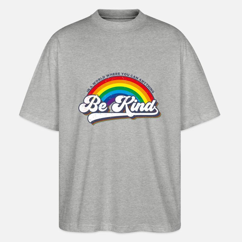 Be Kind LGBT Regenbogen - Stanley/Stella Oversized Unisex Bio T-Shirt Blaster 2.0 - Grau meliert