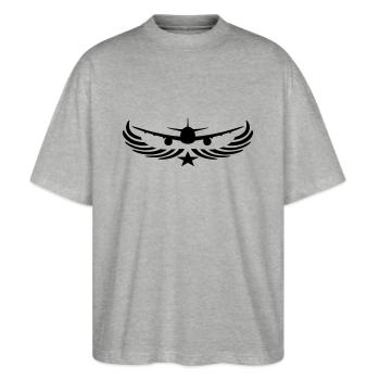 étoile emblème avant avant voler mouche pilote jum - T-shirt bio Blaster 2.0 coupe oversize Stanley/Stella Unisexe - gris chiné - Devant - Alina (178cm) & Michal (187cm)