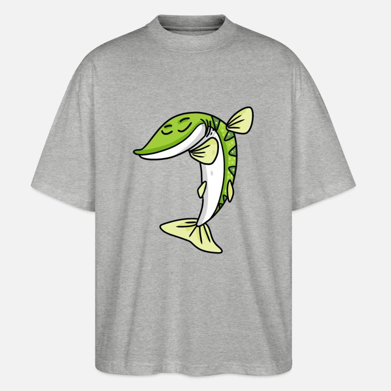 Dabbing Dab Pike Fish - T-shirt bio Blaster 2.0 coupe oversize Stanley/Stella Unisexe - gris chiné