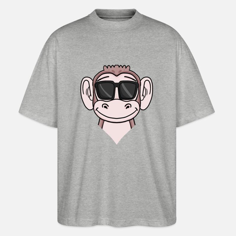 Cool monkey with sunglasses - Stanley/Stella Oversized Unisex Organic T-shirt Blaster 2.0 - heather grey