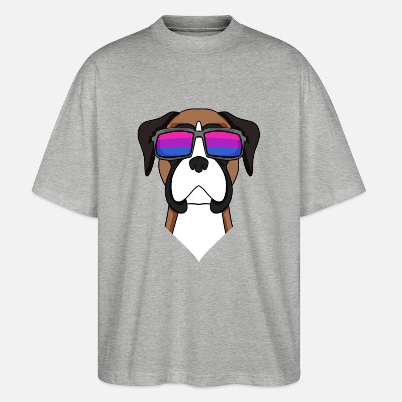 Bisexuell Deutscher Boxer Hund Geschenk - Stanley/Stella Oversized Unisex Bio T-Shirt Blaster 2.0 - Grau meliert