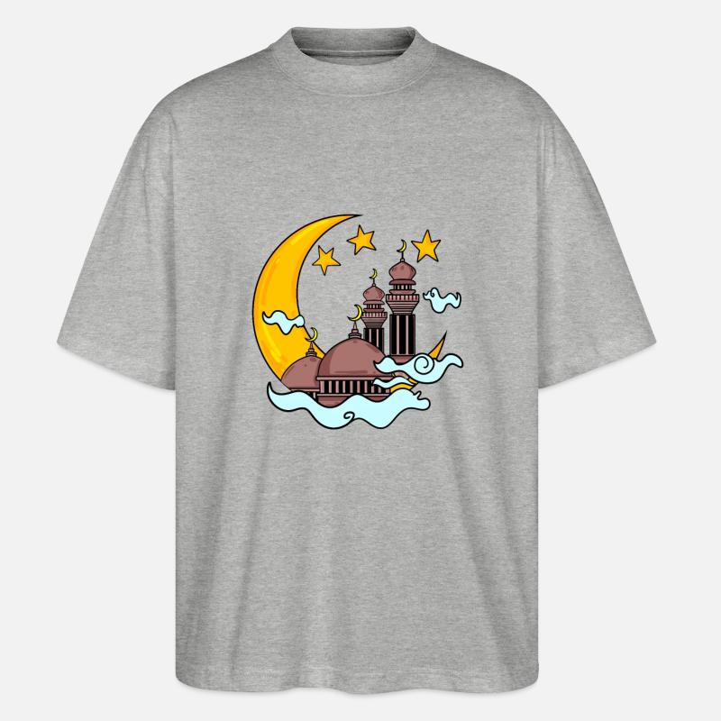 Moschee mit Halbmond - Stanley/Stella Oversized Unisex Bio T-Shirt Blaster 2.0 - Grau meliert
