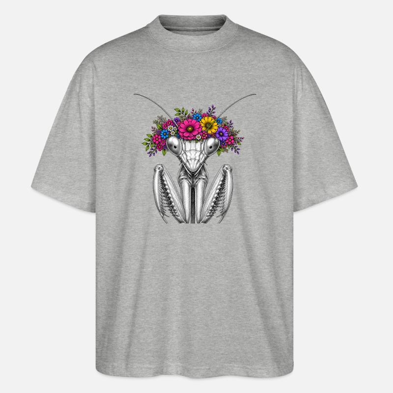 Blütenkranz Mantispin - Stanley/Stella Oversized Unisex Bio T-Shirt Blaster 2.0 - Grau meliert