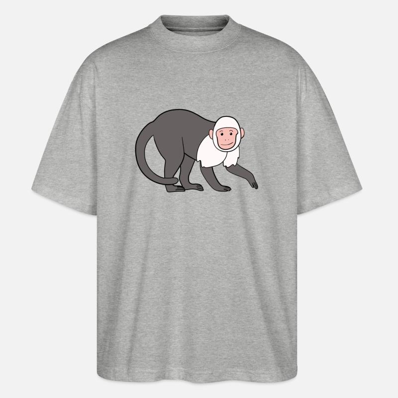 Capuchin Monkey Monkey - Stanley/Stella Oversized Unisex Organic T-shirt Blaster 2.0 - heather grey