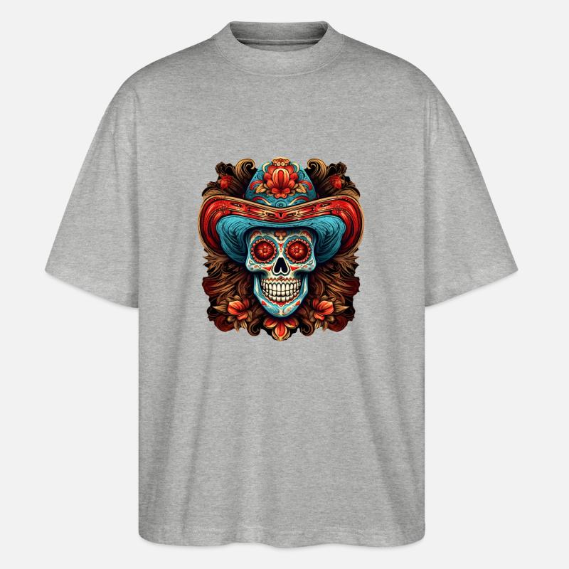 Cinco de Mayo Skull - Stanley/Stella Oversized Unisex Bio T-Shirt Blaster 2.0 - Grau meliert