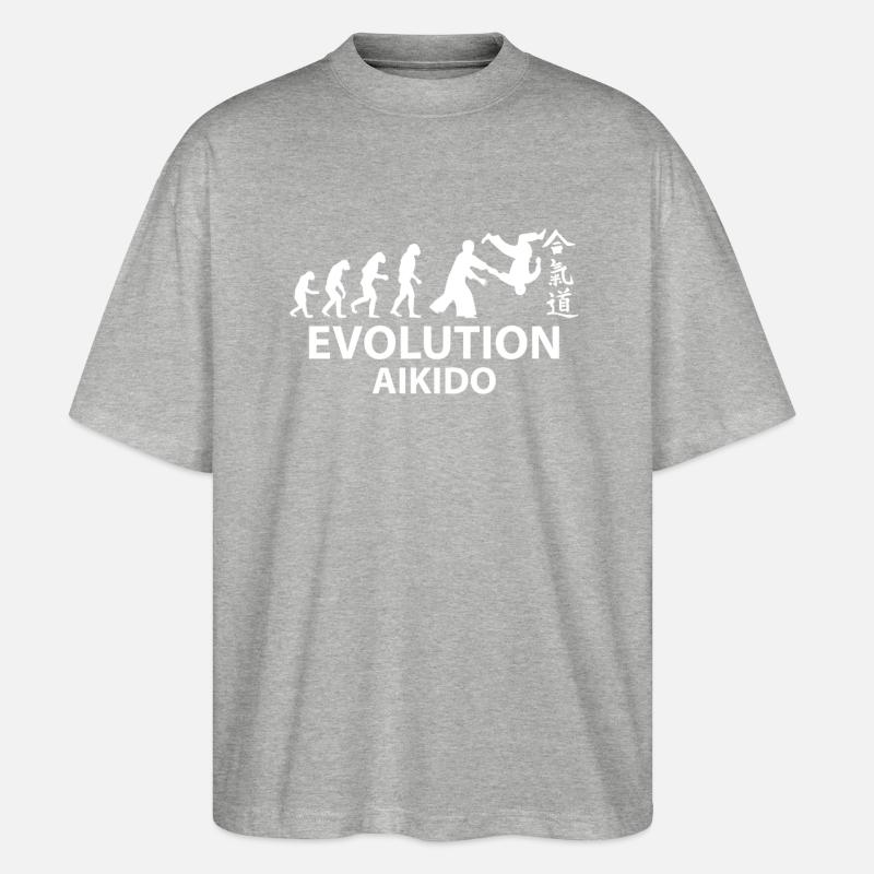 Aikido Evolution T-Shirt & Geschenkidee - Stanley/Stella Oversized Unisex Bio T-Shirt Blaster 2.0 - Grau meliert