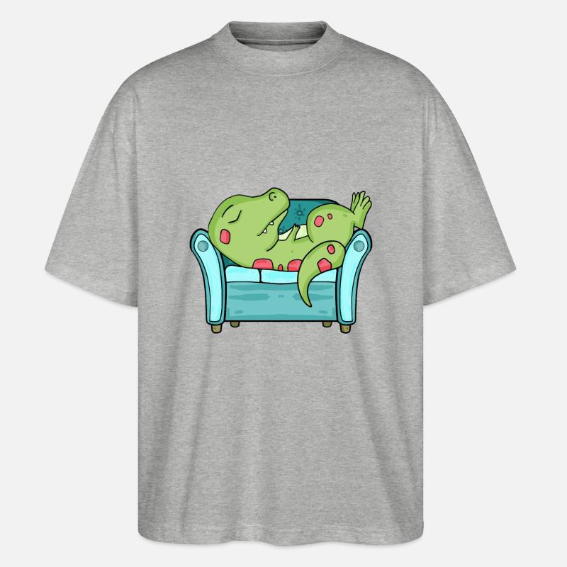 Dinosaurier Müde lustig - Stanley/Stella Oversized Unisex Bio T-Shirt Blaster 2.0 - Grau meliert