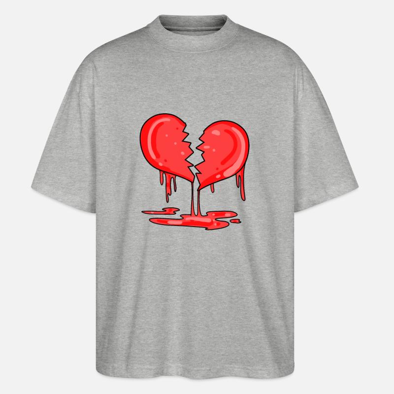 Cœur brisé - T-shirt bio Blaster 2.0 coupe oversize Stanley/Stella Unisexe - gris chiné