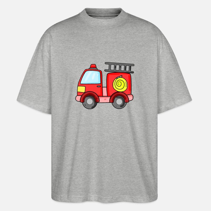 Firefighter fire fire extinguisher vehicle - Stanley/Stella Oversized Unisex Organic T-shirt Blaster 2.0 - heather grey