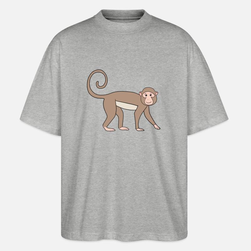 Marmoset Monkey - Stanley/Stella Oversized Unisex Organic T-shirt Blaster 2.0 - heather grey