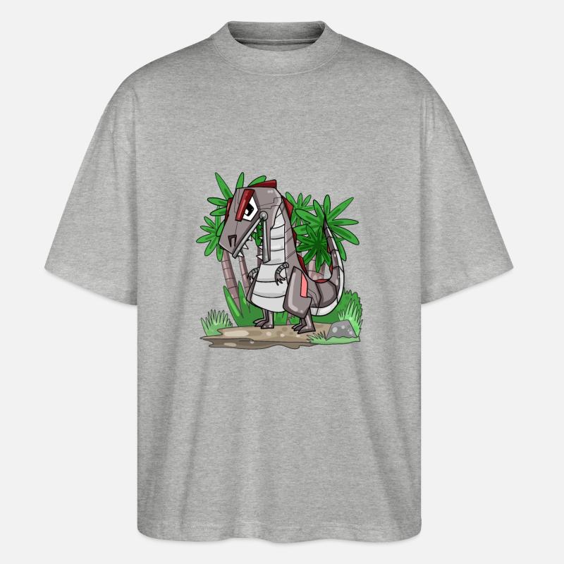 Dinosaurier Roboter - Stanley/Stella Oversized Unisex Bio T-Shirt Blaster 2.0 - Grau meliert