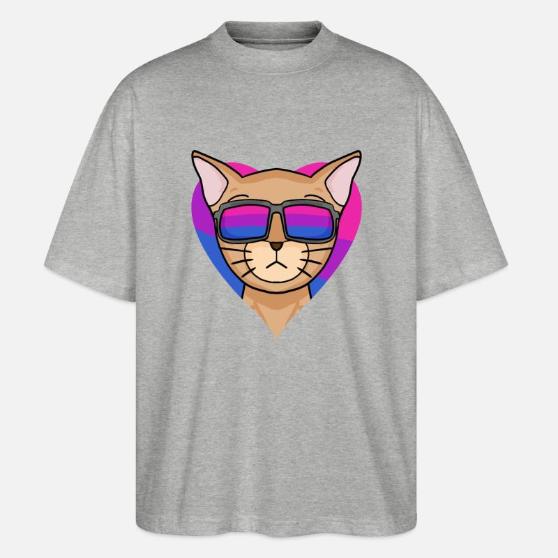 Bisexuell Abessinierkatze Katze Geschenk - Stanley/Stella Oversized Unisex Bio T-Shirt Blaster 2.0 - Grau meliert