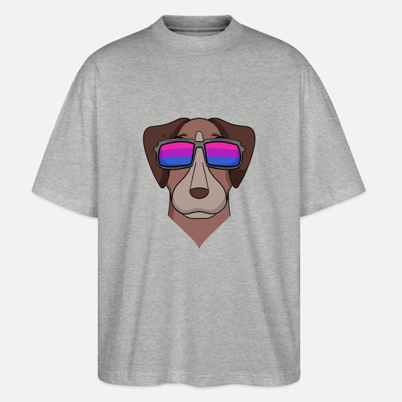 Bisexual Pointer Dog Gift - Stanley/Stella Oversized Unisex Organic T-shirt Blaster 2.0 - heather grey